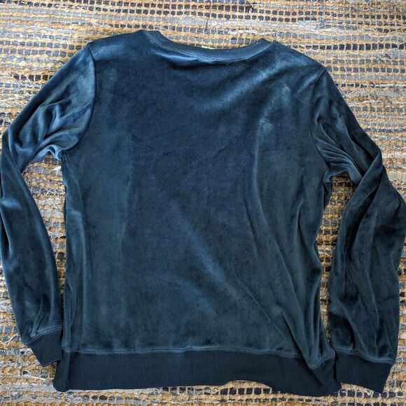 Honeydew Velour Sweatshirt M Deep Greenish Blue Pullover Crewneck Soft Girl - Picture 5 of 5